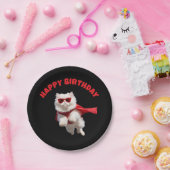 白ペルシャ猫スーパーヒーロー ペーパープレート (パーティー)