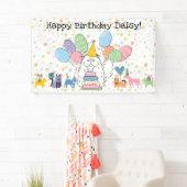白ペルシャ猫ロングヘア誕生日パーティー 横断幕 (インサイチュ)