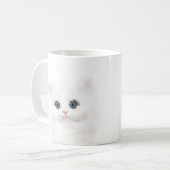 白ペルシャ猫顔 コーヒーマグカップ (正面左)