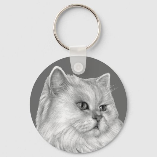 白ペルシャ猫 キーホルダー (正面)