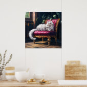 白ペルシャ猫 ポスター (キッチン)