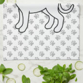 白ボクサーかわいい漫画の犬と手 キッチンタオル (折り畳み)