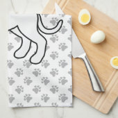 白ボクサーかわいい漫画の犬と手 キッチンタオル (四つ折り)