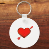 白ボタンのキーチェーン上のキューピッドの矢印が赤 キーホルダー (正面)