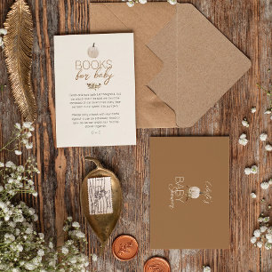 白ボホ素朴カボチャ赤ちゃんシャワーブックリクエスト エンクロージャーカード