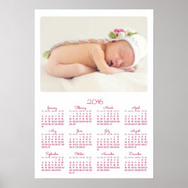 白ポスタパーソナライズされたー年次カレンダー2016 ポスター