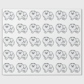 白ポメラニア犬かわいい漫画の犬のパターン ラッピングペーパー (フラット)