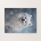 白ポメラニア犬犬 ジグソーパズル (横)