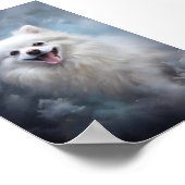 白ポメラニア犬犬 ポスター (角)