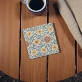 白ポルトガル地中海の花の模様 ストーンコースター