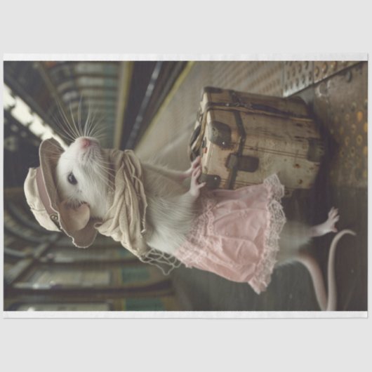 白マウスピンクスカートスーツケースデコップメント 薄葉紙 (正面)