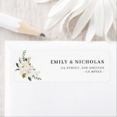 白マグノリアとピンクのフローラ住所 シール (インサイチュ)