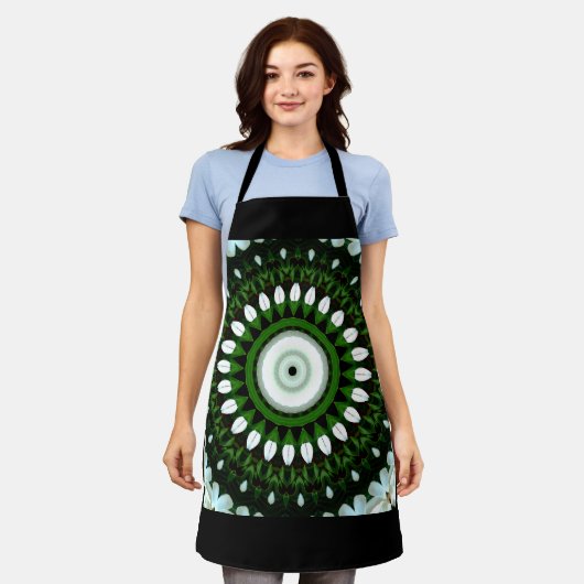 白マグノリアの目 エプロン (着用した状態)