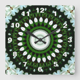 白マグノリアの目 スクエア壁時計