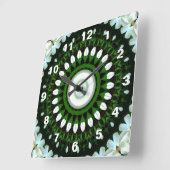 白マグノリアの目 スクエア壁時計 (傾斜)