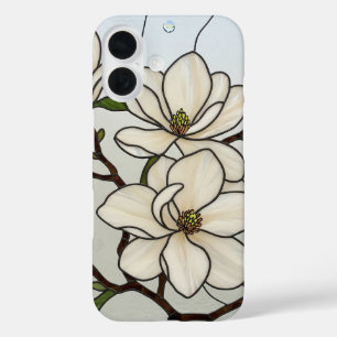 白マグノリアスのステンドグラス幻想 iPhone 16ケース
