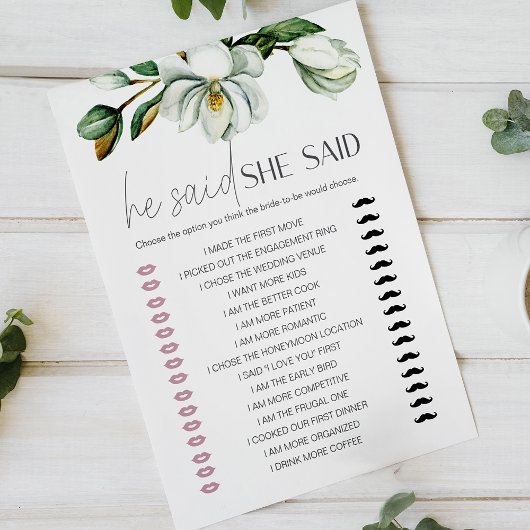 白マグノリアフローラブライダルゲーム彼は彼女が言った