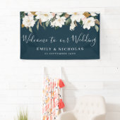 白マグノリアフローラ結婚の歓迎 横断幕 (インサイチュ)