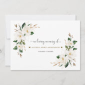 白マグノリア花共有メモリアデッサン 案内状 (裏面)