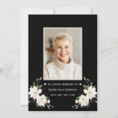 白マグノリア花金ゴールドお祝いオブ・ライフ 招待状 (裏面)