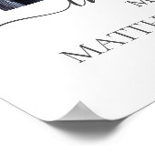 白マグノリア 花の男性写真葬儀追悼 ポスター (角)