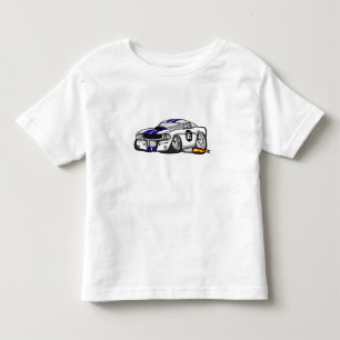 白マッスルカーのカートゥーン-背景色の選択 トドラーTシャツ