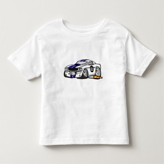 白マッスルカーのカートゥーン-背景色の選択 トドラーTシャツ (正面)