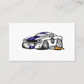 白マッスルカーのカートゥーン-背景色の選択 名刺 (裏面)