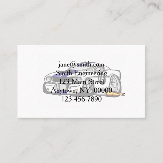 白マッスルカーのカートゥーン-背景色の選択 名刺 (正面)