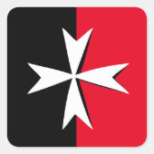 白マルタ十字 & マルタ国旗シンボル / ナイト スクエアシール (正面)