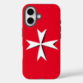 白マルチーズ十字路とマルタ国旗のファッション記号RD Case-Mate iPhoneケース (裏面)