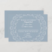 白マンダラRSVPカード付きダスティブルー 出欠カード (正面/裏面)