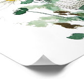 白マーガレットデイジー水平水彩 ポスター (角)