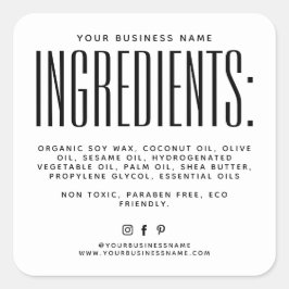 白ミニマシンプルリストのキャンドル成分ラベル スクエアシール