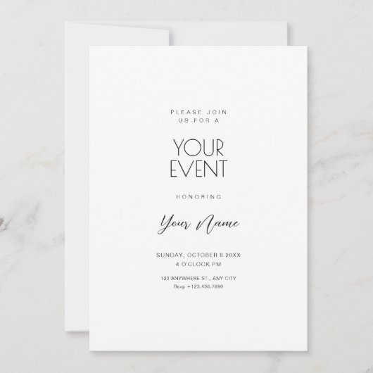 白ミニマシンプルリスト 招待状 (正面)