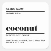 白ミニマモダンリストろうそく製品ラベル スクエアシール (正面)