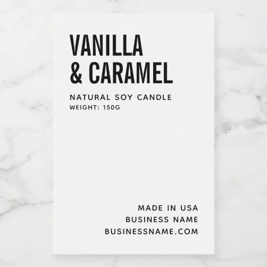 白ミニマモダンリスト大豆キャンドル製品ラベル フードラベル (シングルラベル)