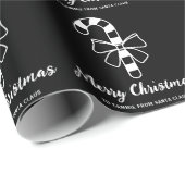 白ミニマリストのキャンディーケーンと文字 ラッピングペーパー (ロールコーナー)