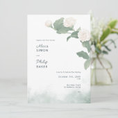 白ミニマリストのジャスミンフラワーイラストレストラット 招待状 (スタンド正面)