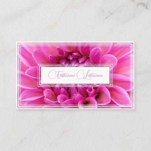 白ミニマルい長方形のピンク色の花屋 名刺 (正面)