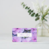 白ミニマルい長方形のピンク色の花屋 名刺 (スタンド正面)