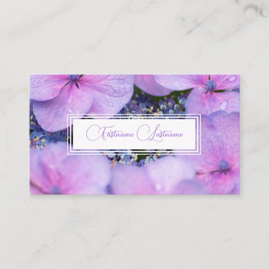 白ミニマルい長方形のピンク色の花屋 名刺 (正面)