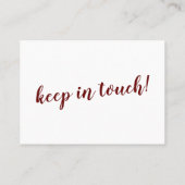 白ミニマルい「引っ越しました」カードのBurgundy 名刺 (裏面)