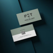 白ミニマルとセージ緑のフィットネストレーナー 名刺