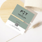 白ミニマルとセージ緑のフィットネストレーナー 名刺