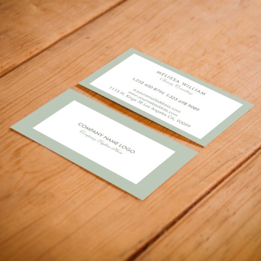 白ミニマルとセージ – グリーン 名刺