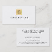 白ミニマルと金ゴールドの幾何学的アクセント 名刺 (正面/裏面)