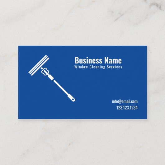 白ミニマルと青のウィンドウのクリーニング 名刺 (正面)