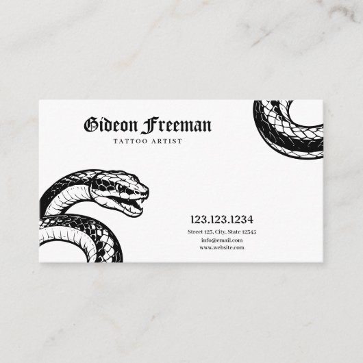 白ミニマルと黒のスネークタトゥーアーティスト 名刺 (正面)