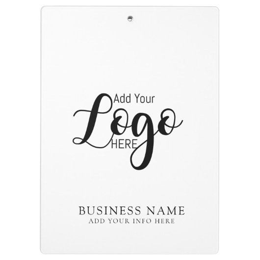 白ミニマルと黒のビジネス会社のカスタムロゴ クリップボード (裏面)
